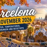 Barcelona im November 2026 mit Blick auf die Sagrada Familia und den Park Güell bei mildem Herbstwetter